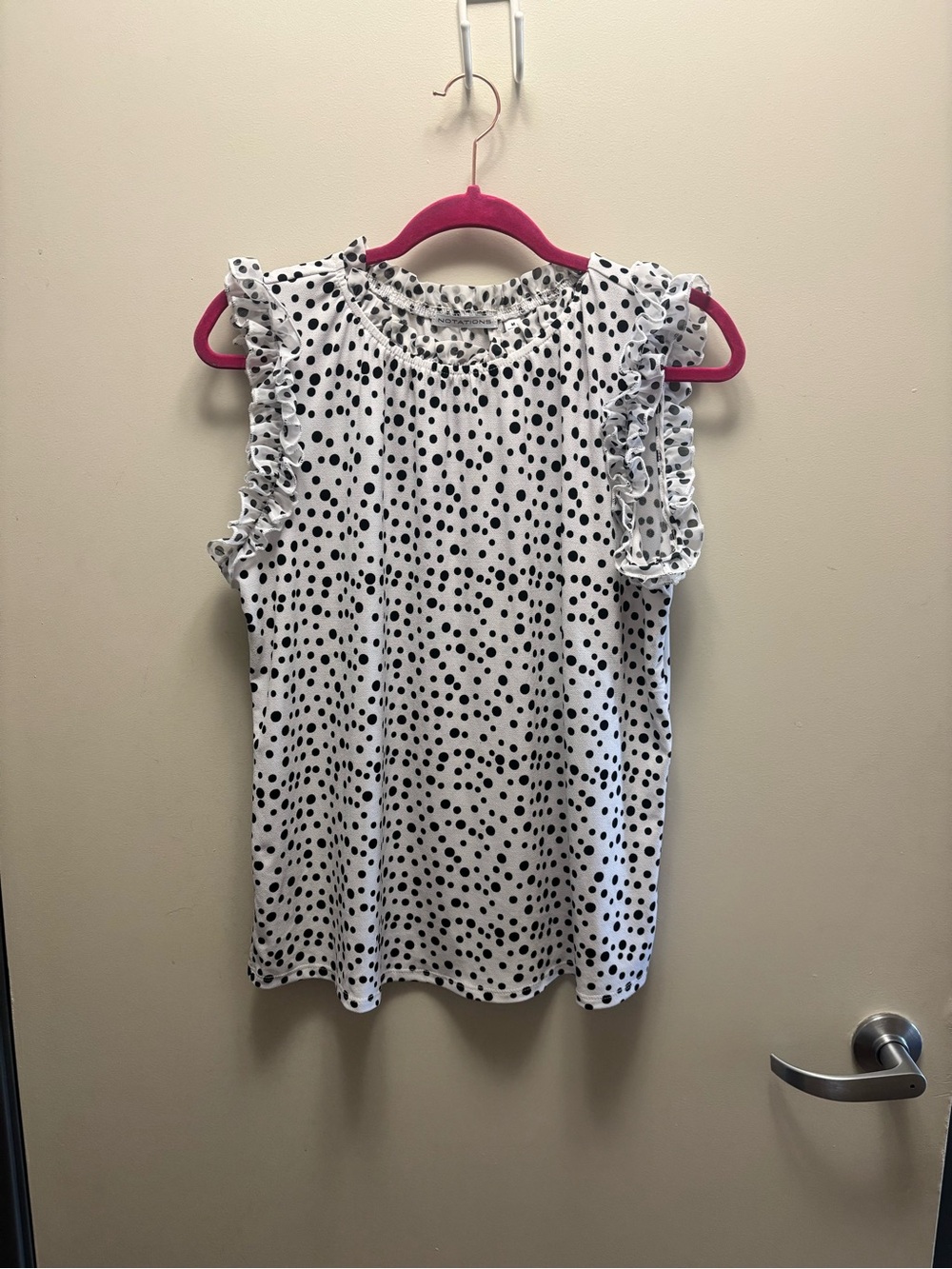 Notations White Polka Dot Ruffle Sleeve Camisole